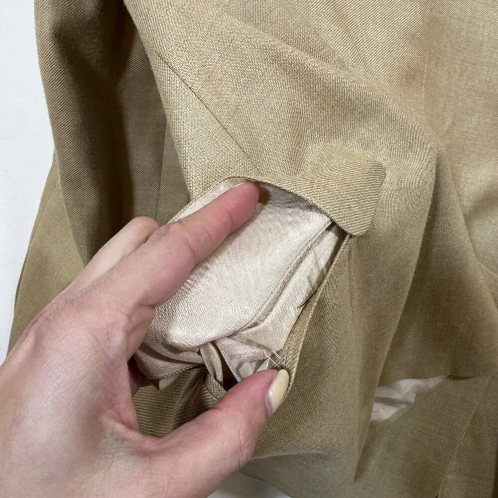 Black Brown 1826 Men's Blazer Tan Silk Wool Linen 40L Never Worn Quiet Luxury